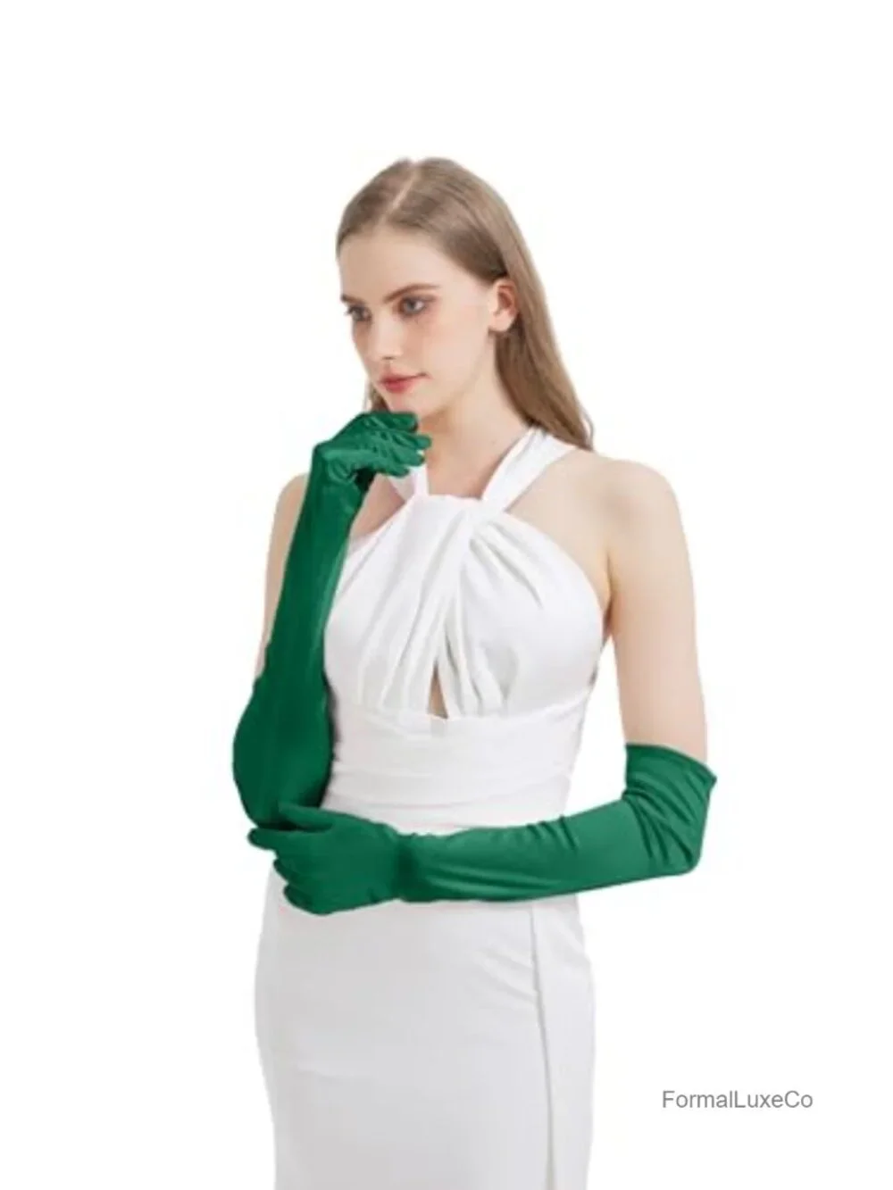 Women's Long Satin Opera Gloves Elbow Length Formal Costume Accessory